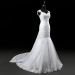 ALBIZIA Pleated White Lace Applique Beads Detachable Train Mermaid Wedding Dresses