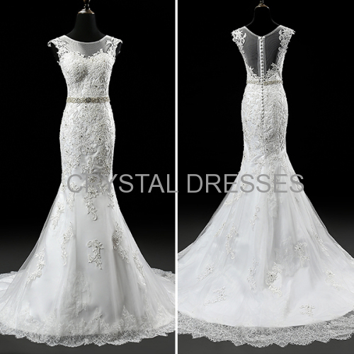 ALBIZIA High Quality Ivory Lace Beads Tulle Applique monsoon Long Mermaid Wedding Dresses