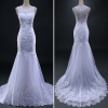 ALBIZIA Sexy White Sheer Skirt Lace Beading allure Mermaid Wedding Dresses