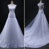 ALBIZIA Beading White Lace Tulle Sheer Back A-line Wedding Dresses