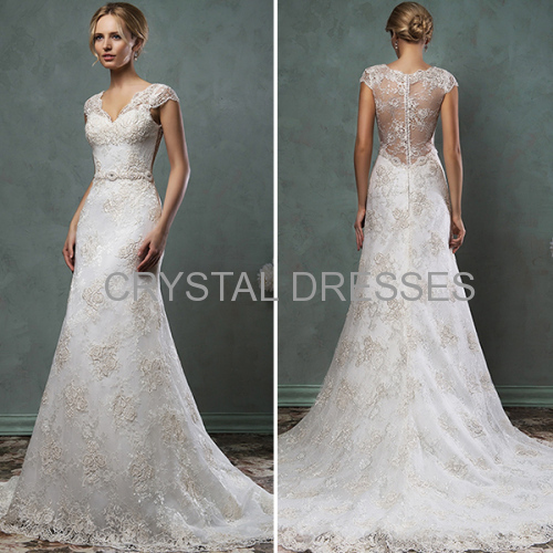 Lace Sash Tulle Mermaid Wedding Dresses