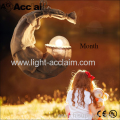 Hot sale the moon shape creative droplight children lamp Vintage linen lignting