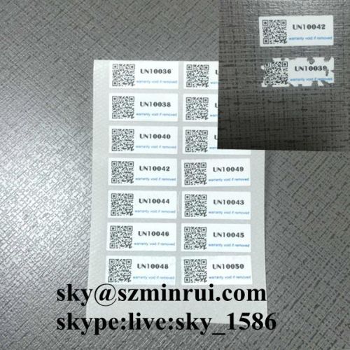 tamper proof barcode labels/tamper barcode labels/warranty barcode labels