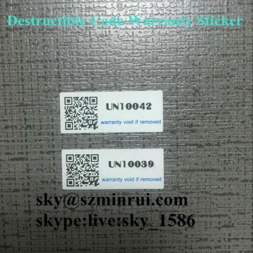 Customized Printable Security Self Destructible Barcode Stickers Label If Broken Warranty Void