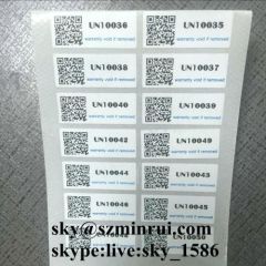 Customized Printable Security Self Destructible Barcode Stickers Label If Broken Warranty Void