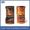 Clip lid coffee bean tin box/ plastic lid coffee bean gift metal package