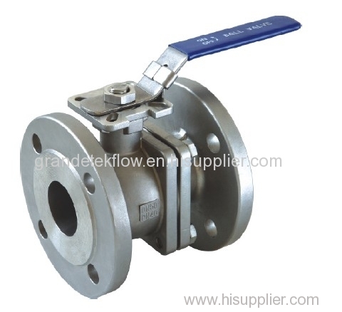 2PC FLANGED BALL VALVES WITH MOUNTING PAD AND LOCKING HANDLE.