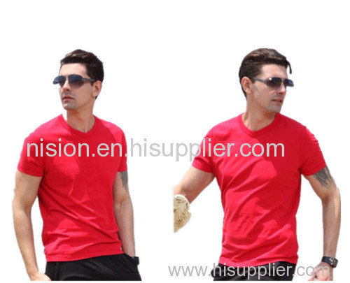 High quality ring-spun V neck t shirt cotton marerial made in china