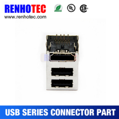 PCB 90 Degree 3 Port USB 7P Terminal Micro USB Female Connector Part