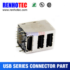 PCB 90 Degree 3 Port USB 7P Terminal Micro USB Female Connector Part