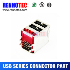 PCB 90 Degree USB 3.0 Three Ports in One Row Terminal Micro USB Connector Part