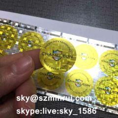 Yellow Round Customized Warranty Void If Removed Stickers Self Destructive Hologram Label