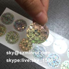 Yellow Round Customized Warranty Void If Removed Stickers Self Destructive Hologram Label