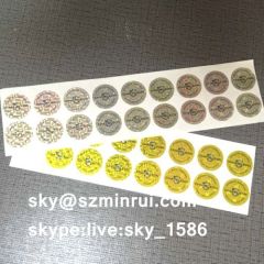 Yellow Round Customized Warranty Void If Removed Stickers Self Destructive Hologram Label