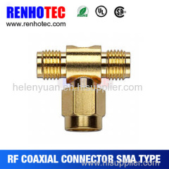 RP SMA Male to Two RP SMA Female Triple T RF Adapter Connector 3 way Splitter
