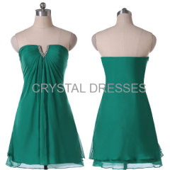 ALBIZIA New Arrival Green Chiffon Beading Mini Knee length Short Cocktail Dresses