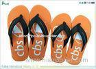 Hollow Out Black Mens Size 13 EVA Flip Flops Orange Silk Printing