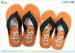 Hollow Out Black Mens Size 13 EVA Flip Flops Orange Silk Printing