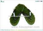 Simple Green Grass Flip Flops Skid Proof Customized Hollow Out