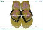Yellow Ladies Size 9 Slippers With Pvc Strap And Silk Printing