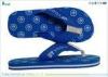 Personalized Blue Beach Flip Flops Mens Size 13 Slippers Die Cut Skid Proof