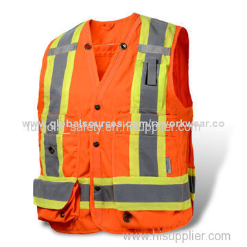 Surveyor safety reflective vest with fire-retardant protection Surveyor safety reflective vest with fire-retardant prote
