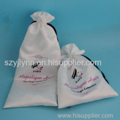 sain drawstring bag for hair extensions packing with customized logo printed