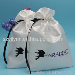 sain drawstring bag for hair extensions packing with customized logo printed