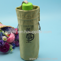 canvas drawstring wine bottle carrier with customized logo printed