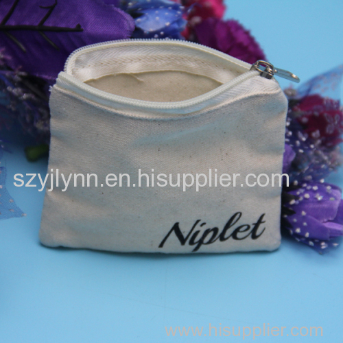 small cotton zipper pouch with customized logo printed