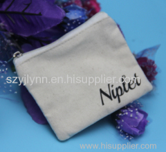 small cotton zipper pouch with customized logo printed