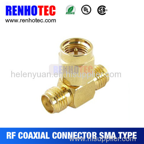 RP SMA Male to Two RP SMA Female Triple T RF Adapter Connector 3 way Splitter