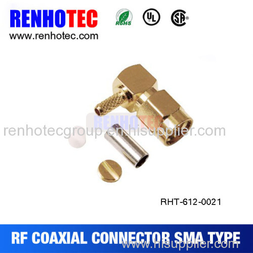 gold plated male sma connectors crimp for LMR-200 cable