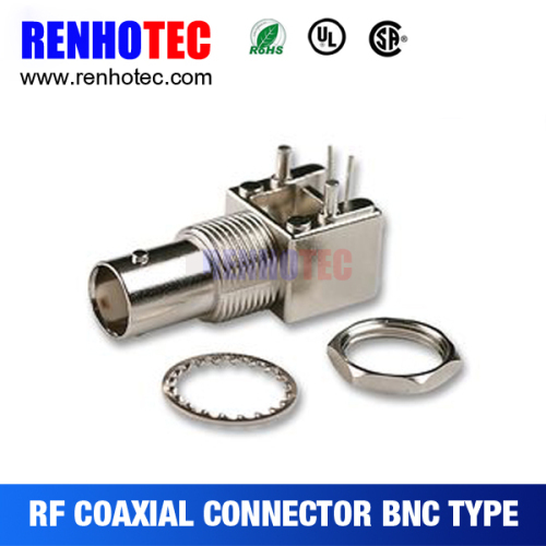 R/A BNC Jack PCB Mount Brass Pin Connectors RF Magnetic Electronic Connectors