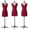 ALBIZIA Simple Red Sheath Beading Fold\Ruffle Chiffon Short Prom Cocktail Dresses