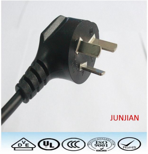 3C standard 3poles 3wires power plug cord