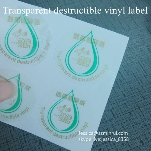 China Supply Fragile Waterproof Transparent Tamper Evident Destructible Vinyl Sticker For Security Seal Sticker