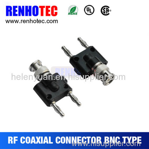 BNC female with 2*4mm Stackable Banana plug BNC adapter