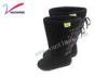 Black Comfortable knee high winter boots thickening flat winter boots