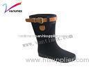 Black Non slip comfortable rain boots / PVC womens rain boots