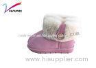 Lady cold weather winter flat boots cow suede upper wool lining and collar short shaft