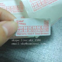 Date Printing Brittle Destructible Tamper Proof Stickers Red Rectangle Security Seals Labels