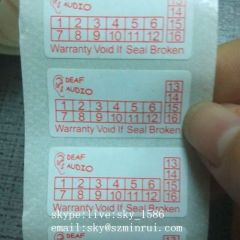 Date Printing Brittle Destructible Tamper Proof Stickers Red Rectangle Security Seals Labels