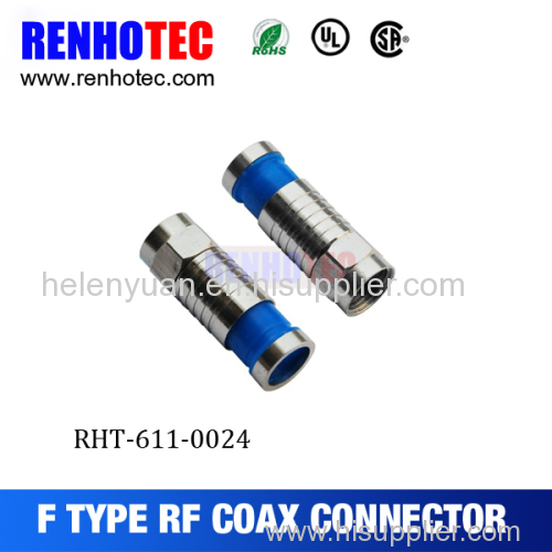 F Connector for RG6 Quad - Blue