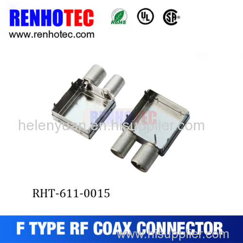 PCB mount female F connector with shielding case