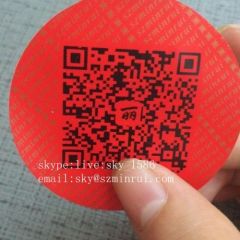 Security Red Round Custom Destructible Label Stickers with Barcode Printing