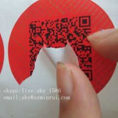 Security Red Round Custom Destructible Label Stickers with Barcode Printing