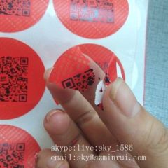 Security Red Round Custom Destructible Label Stickers with Barcode Printing