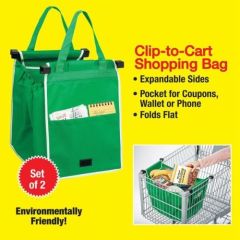 Grab Bag - Reusable Shopping Bag That Clip to Your Cart As Seen On TV 2 Pack