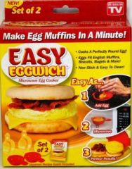 Set of 2 Easy Eggwich Microwave Egg Cooker Make Egg Muffins In A Minute As Seen On TV